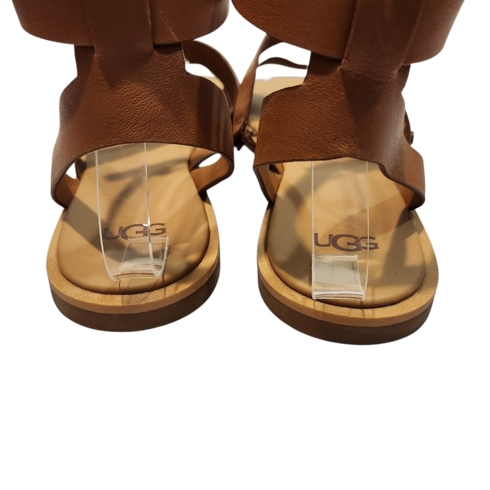 EUC UGG ZAHARA LEATHER DURABLE OUTER SOLE WOMEN'S SANDALS CHESTNUT METALLIC SZ 9 - Picture 7 of 14